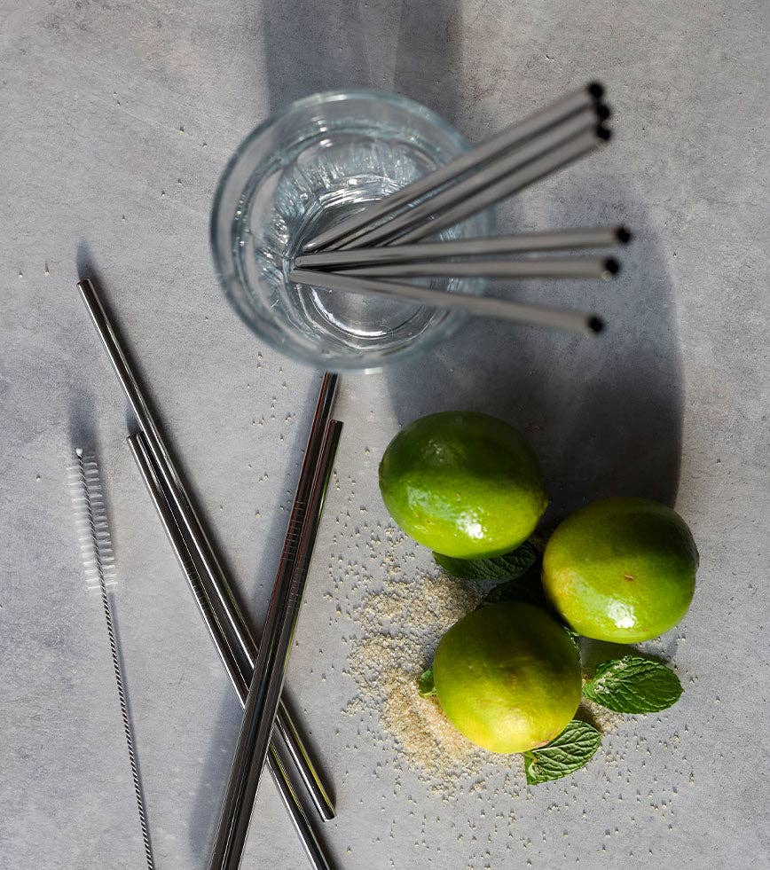 Pack de 10 pailles en inox réutilisables