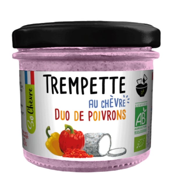 Trempette chèvre affiné, duo de poivrons