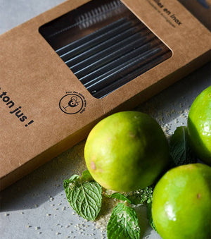 Pack de 10 pailles en inox réutilisables